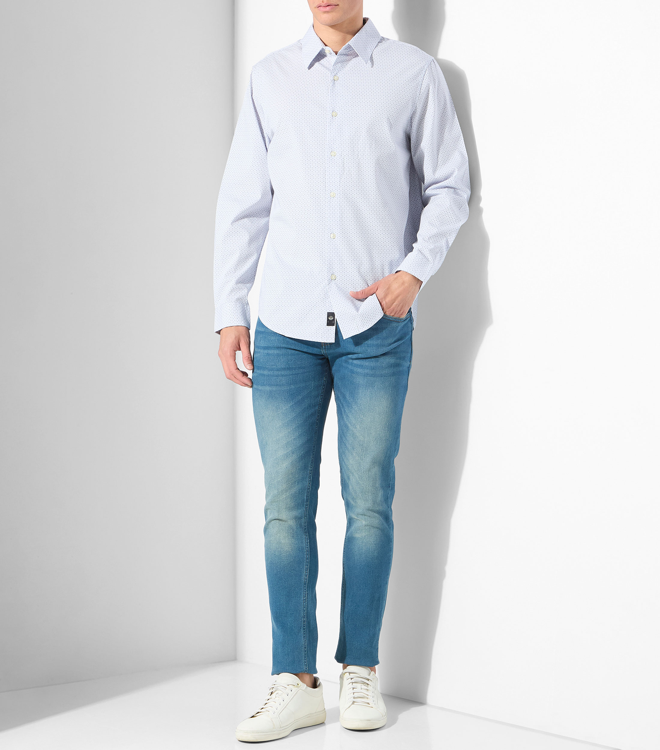 Camisa estampada manga larga Hombre